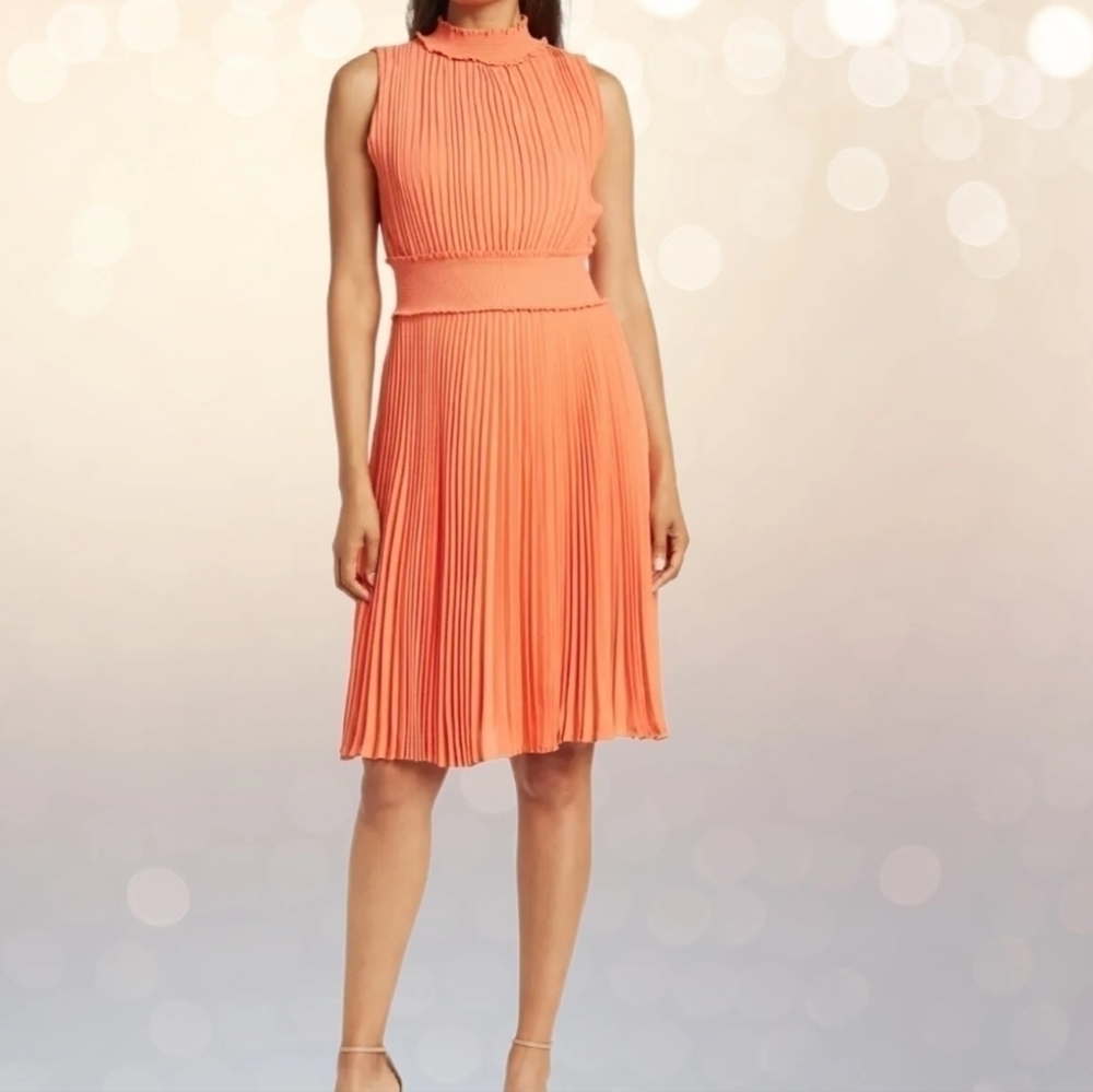 Nanette Lepore Women's Smocked High Neck Plated Musk Melon Size 2